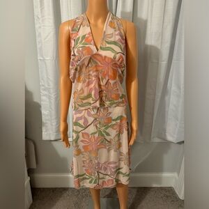 Pretty See You Monday size XL blush floral 2 piece skirt crop halter top set new